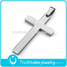 2016 New Design Online High Quality 316L Stainless Steel Silver Bible Verse Cross Pendant with The Lord's Prayer